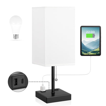 Small Bedside Table Lamp for Bedroom - Desk Lamp For Nightstand, USB C+A