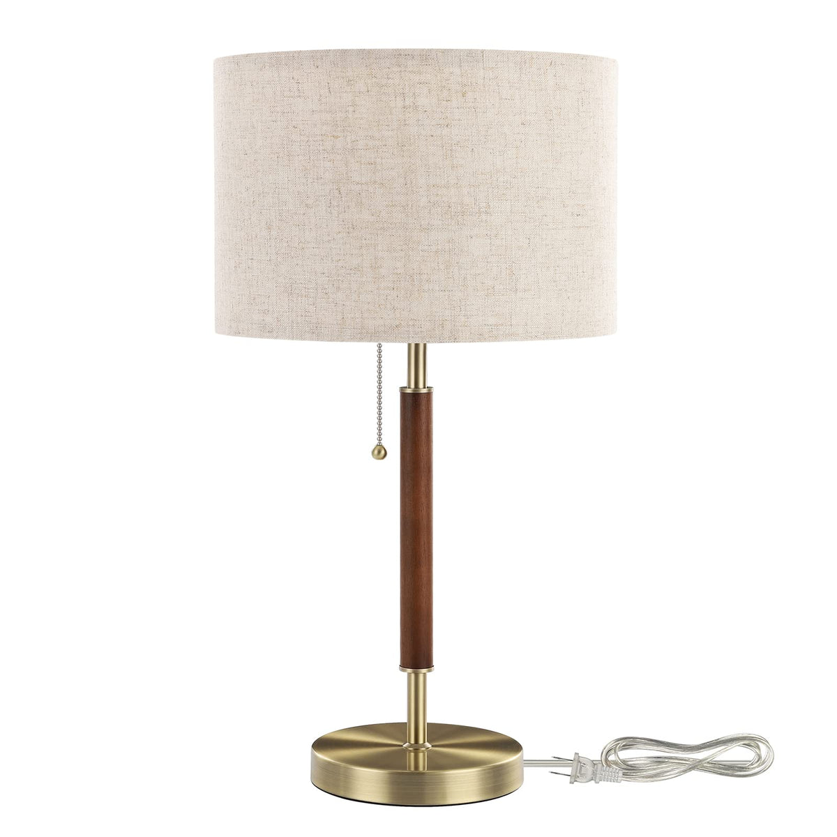 EDISHINE Mid Century Table Lamp, Pull Chain Switch, Bedroom, Living Room