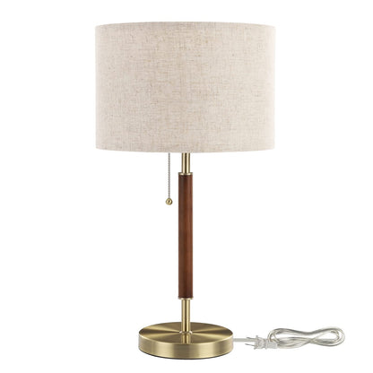 EDISHINE Mid Century Table Lamp, Pull Chain Switch, Bedroom, Living Room