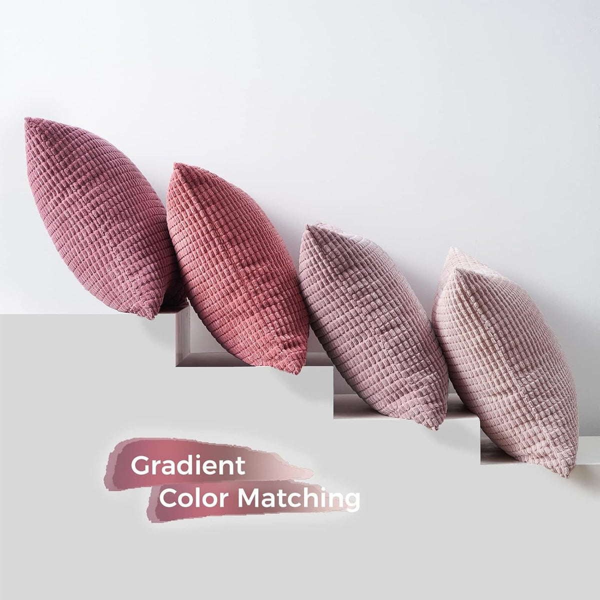 Topfinel Aesthetic Pink Room Decor Throw Pillows Covers for Couch Living Room Bedroom, Coquette Room Decorative Fluffy Corduroy Cushion Cover 18x18 Inch Set of 4 (Blush/Rose/Hot Pink)