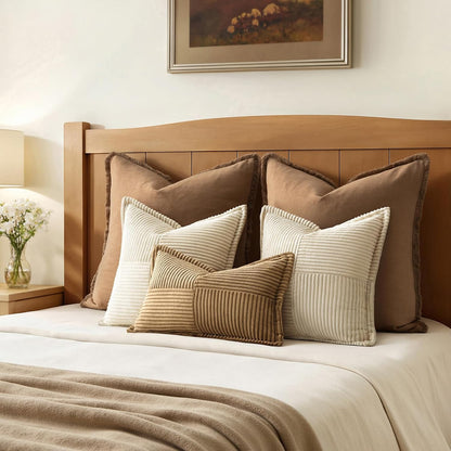MIULEE Decorative Throw Pillow Covers for Couch 18x18 Inch Beige 2 Pack