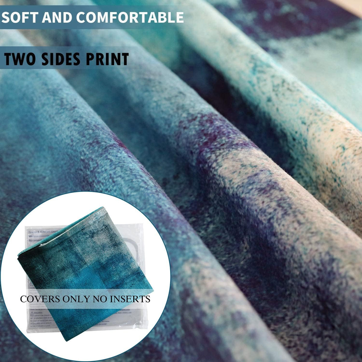 Throw Pillow Covers for Couch, 18x18 Inch, 2 Pack, Turquoise