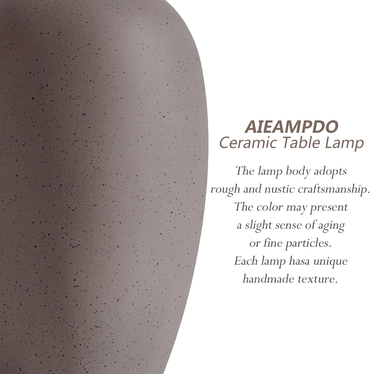 AIEAMPDO 21'' Set of 2 Farmhouse Ceramic Small Table Lamps for Living Room Bedroom, Nightstand Rustic Brown Desk Lamp for Bedside End Table Entryway, 2 LED Bulbs Included