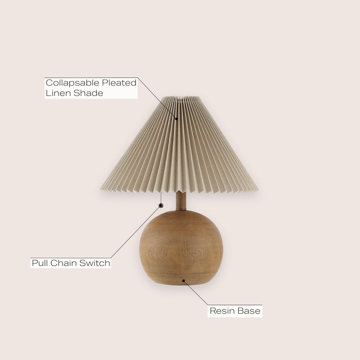 JONATHAN Y Aksel Sphere Table Lamp Coastal 17.25", Brown Wood Finish