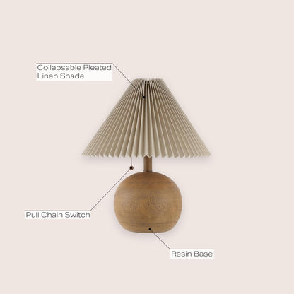 JONATHAN Y Aksel Sphere Table Lamp Coastal 17.25", Brown Wood Finish