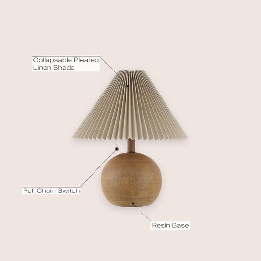 JONATHAN Y Aksel Sphere Table Lamp Coastal 17.25", Brown Wood Finish