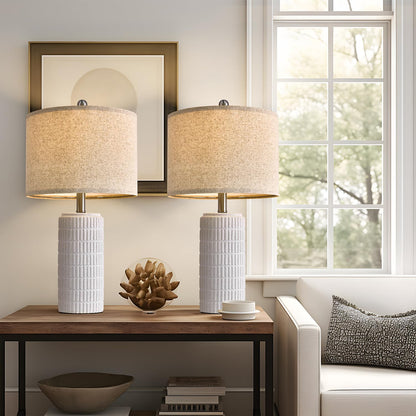 PoKat 23'' Bedside Table Lamp for Bedroom Nightstands, Modern Ceramic Decor