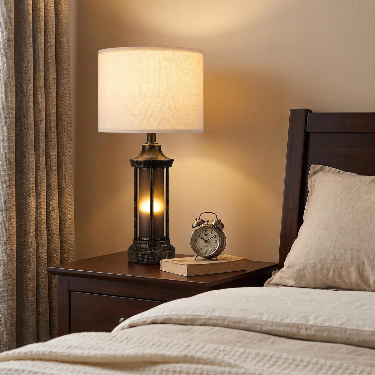 Seealle 24" Farmhouse Table Lamps for Living Room, Bedside Lamps Set of 2