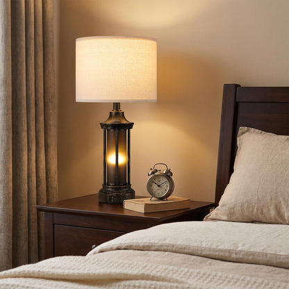 Seealle 24" Farmhouse Table Lamps for Living Room, Bedside Lamps Set of 2