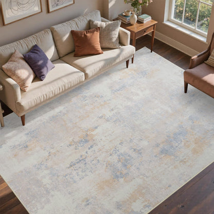 6x9 Ft Abstract Washable Area Rugs for Living Room Blue