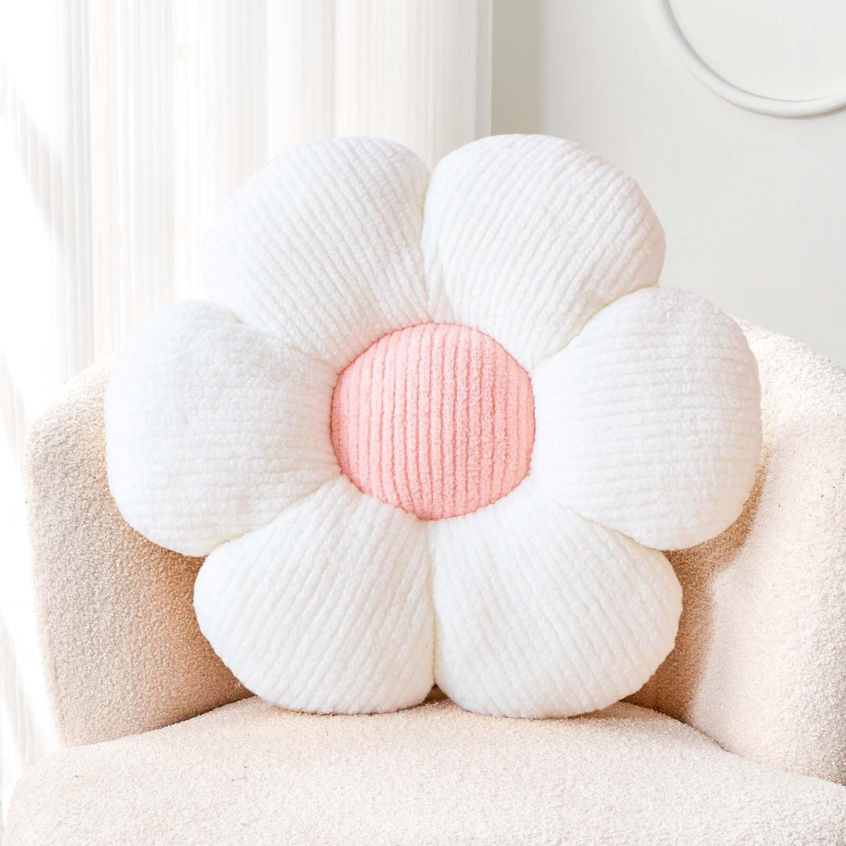 Kcvvcr Flower Throw Pillow, Soft Sage Green 14.9" Shaped Floor Pillow for Home Decor, Cute Aesthetic Plush Decorative Pillows for Bed, Sofa, Couch