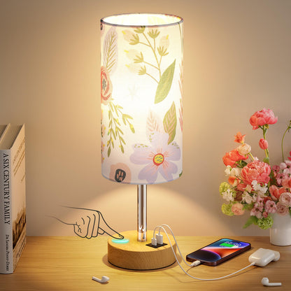Dicoool Bedside Table Lamp for Bedroom - 3-Way Dimmable Touch Lamp, USB A+C