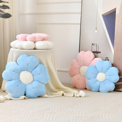 Flower Pillow, Cute Daisy Decorative Throw Pillows, White, 15 Inches