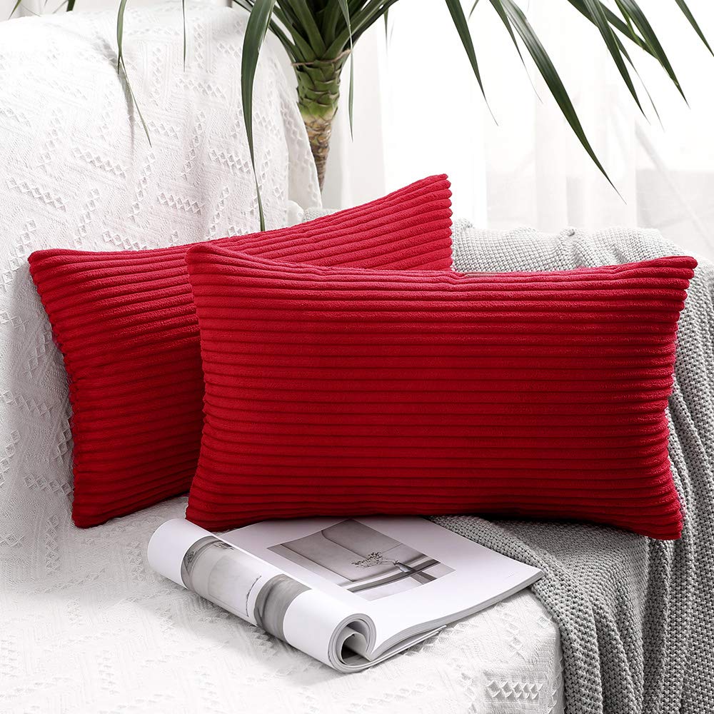 MIULEE Fall Decorative Corduroy Throw Pillow Covers Set of 2 18x18 Orange