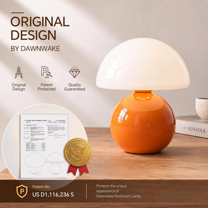 Dawnwake Mushroom Lamp Table Lamp for Bedroom-Small Desk Table Lamps,Orange