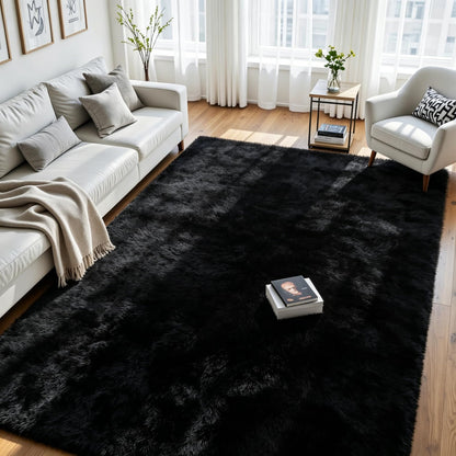8x10 Fluffy Area Rug for Living Room: Non-Slip Grey Camel Bedroom Carpet