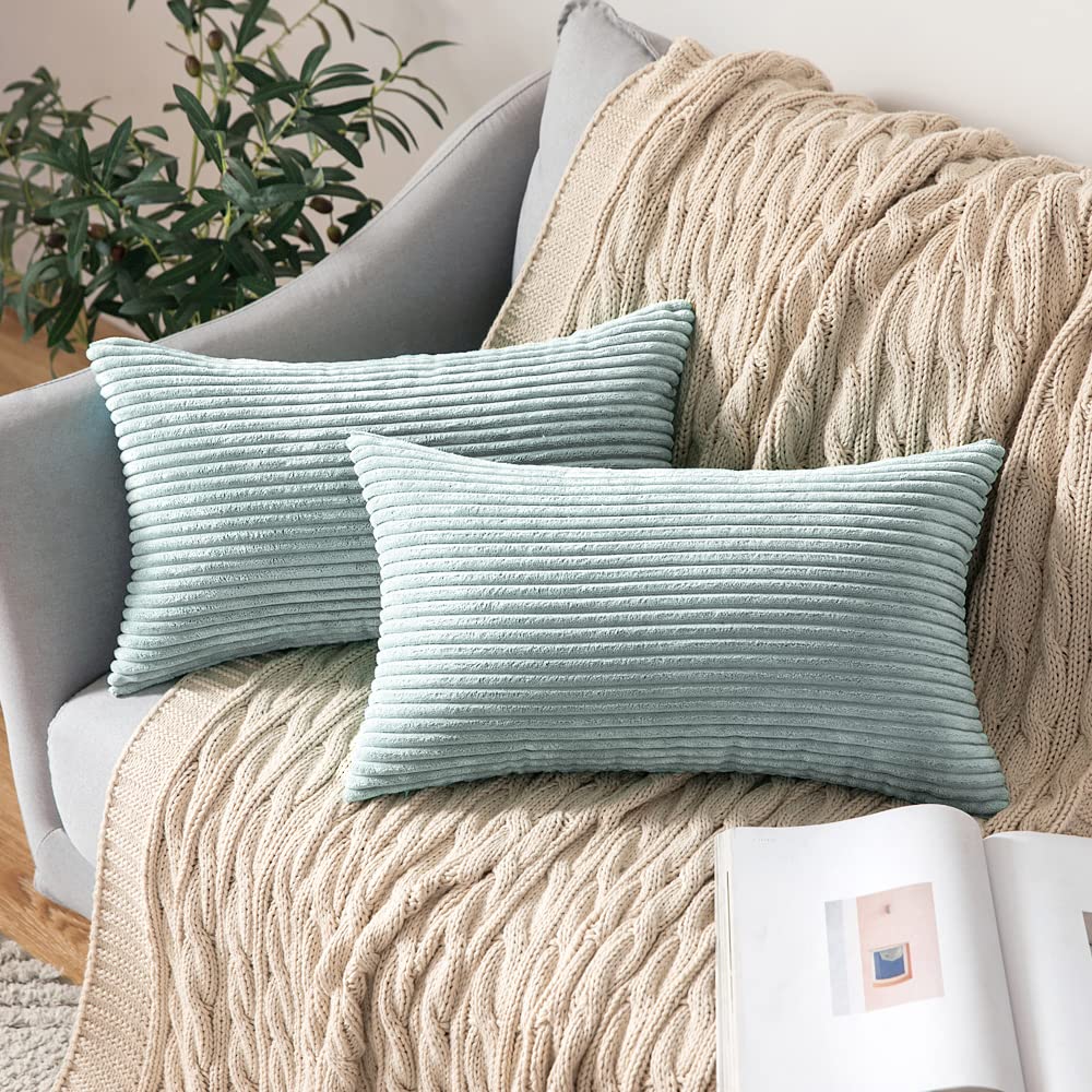 MIULEE Fall Decorative Corduroy Throw Pillow Covers Set of 2 18x18 Orange