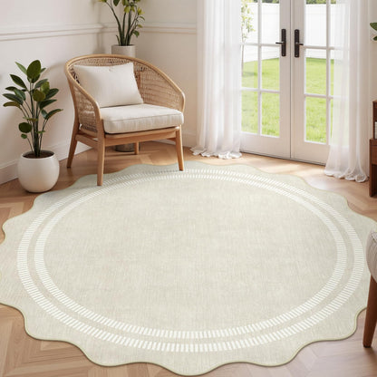 Area Rugs 5x7 Living Room Washable Modern Rug, Neutral Beige Soft Non Slip Rugs Ultra-Thin Indoor Carpet for Bedroom Dining Room Nursery Home Office