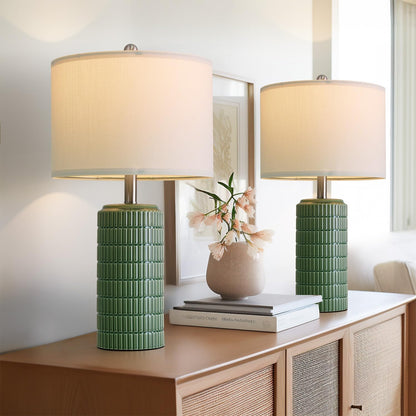 PoKat 23'' Bedside Table Lamp for Bedroom Nightstands, Modern Ceramic Decor