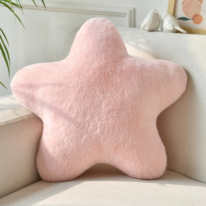 Star Pillow, Decorative Throw Pillows for Bed Couch, 15" Star Shaped Pillow Plush Floor Cushions Room Decor Pillow with Soft Faux Rabbit Fur for Sofa Bedroom Living Room