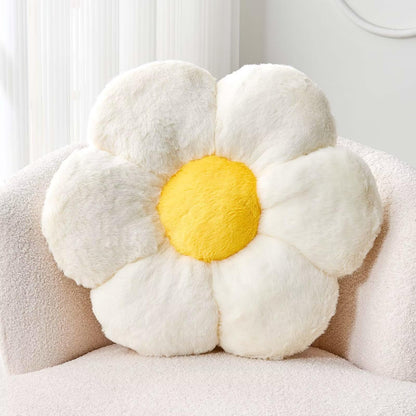 Kcvvcr Pink Flower Pillow, Cute Decorative Flower Shaped Throw Pillow with Faux Rabbit Fur, 14.9" Soft Flower Plush Throw Pillow Floor Pillows Room Décor for Bedroom Living Room