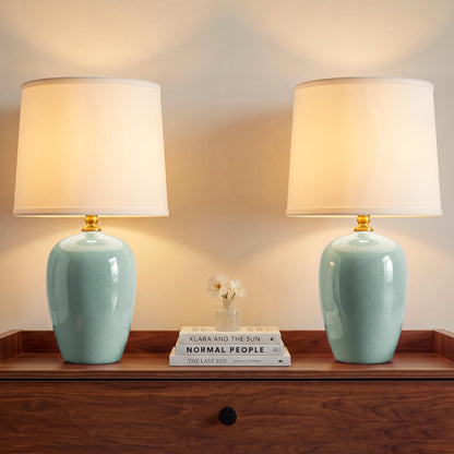 Dawnwake 19.1" Ceramic Table Lamps Set of 2 for Bedroom Living Room,Cream