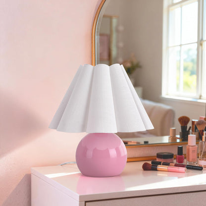 Gold Small Bedside Table Lamp for Bedroom, Brass Gold Bedroom Lamps for Nightstand, Cute Mini Table Lamps for Small Spaces with Scalloped Shade for Kitchen Counter, Bookshelf, Living Room, Kids Dorm