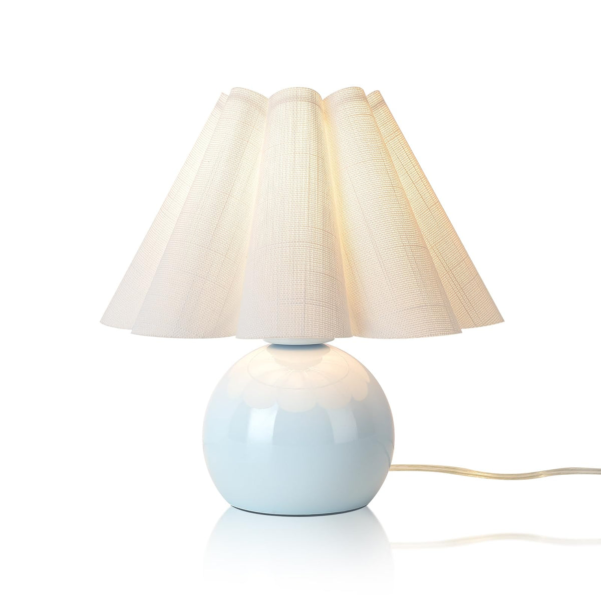 Gold Small Bedside Table Lamp for Bedroom, Brass Gold Bedroom Lamps for Nightstand, Cute Mini Table Lamps for Small Spaces with Scalloped Shade for Kitchen Counter, Bookshelf, Living Room, Kids Dorm