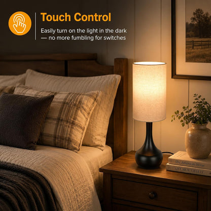 17" Touch Lamp for Nightstand,3-Way Dimmable Bedside Lamp