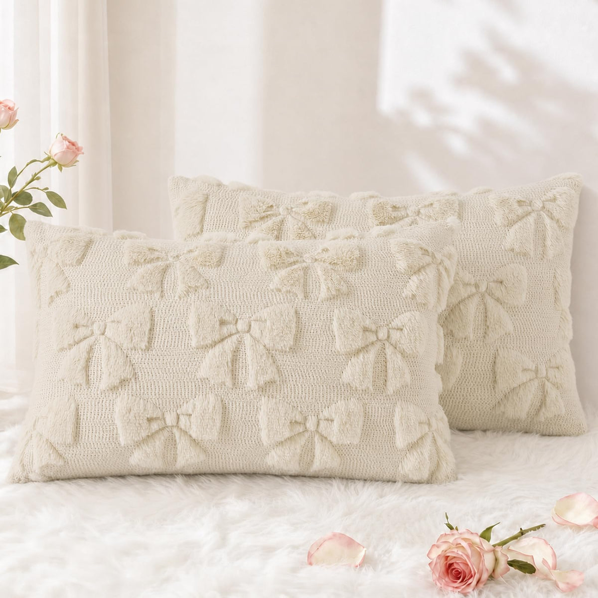 decorUhome Light Rust Pumpkin Faux Fur Throw Pillow Covers 18x18 Set of 2