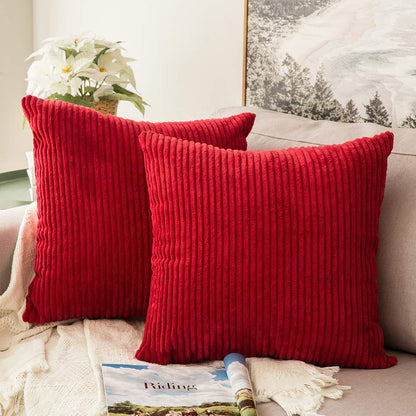MIULEE Fall Decorative Corduroy Throw Pillow Covers Set of 2 18x18 Orange