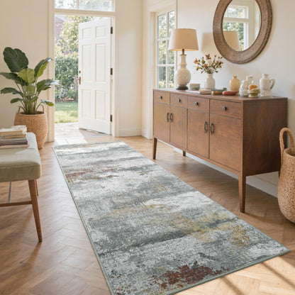 6x9 Ft Abstract Washable Area Rugs for Living Room Blue