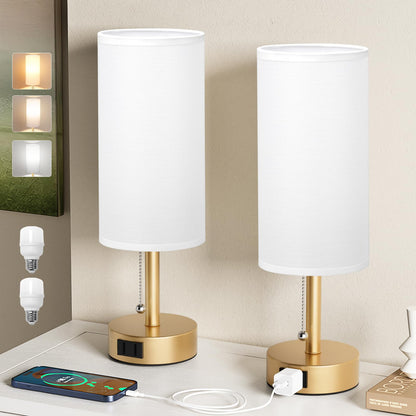 Fenmzee Bedside Table Lamps Set of 2 - Small Nightstand Lamp for Bedroom