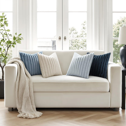 MIULEE Faux Fur Plush Decorative Throw Pillow Covers 18x18, Navy Blue