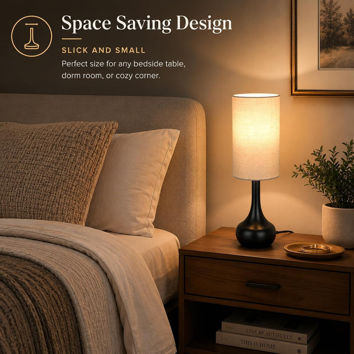 17" Touch Lamp for Nightstand,3-Way Dimmable Bedside Lamp