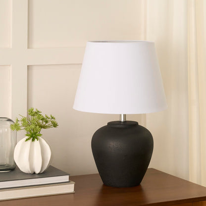 Nourison Home 20" Sand (Light Beige) Neutral Ceramic Table Lamp with Fabric Shade, Bedside Nightstand Lamp for Bedroom, Living Room, Entryway