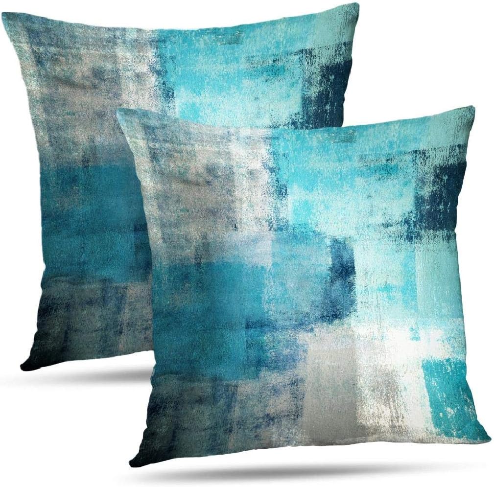 Throw Pillow Covers for Couch, 18x18 Inch, 2 Pack, Turquoise