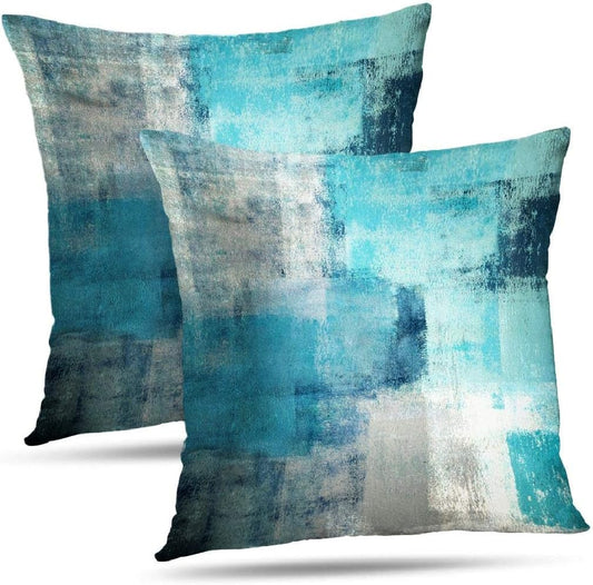 Throw Pillow Covers for Couch, 18x18 Inch, 2 Pack, Turquoise