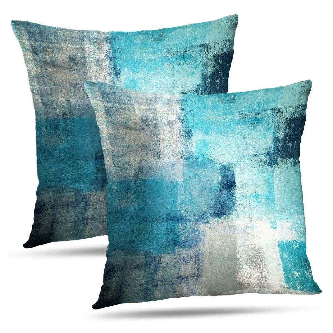 Throw Pillow Covers for Couch, 18x18 Inch, 2 Pack, Turquoise
