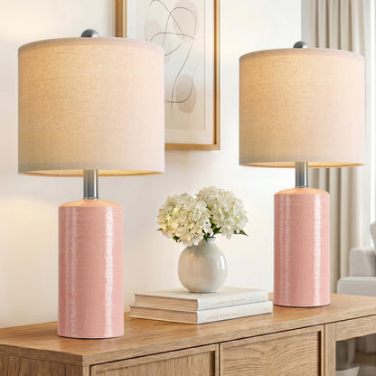 20.25" Small Single Table Lamp for Bedroom Modern Ceramic Nightstand Lamp