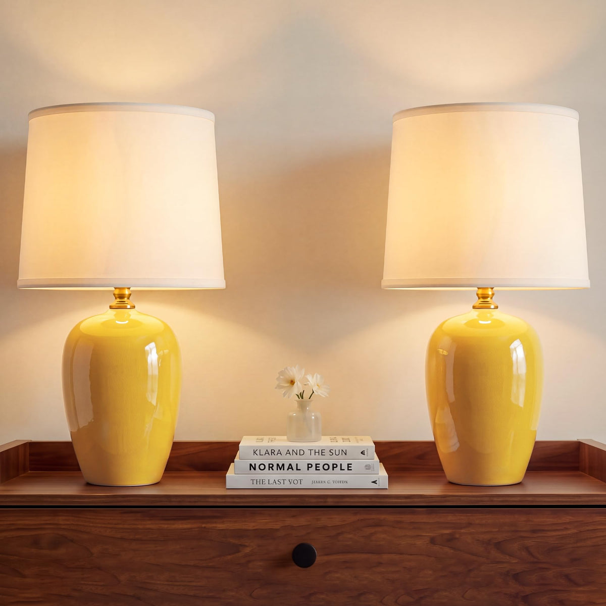 Dawnwake 19.1" Ceramic Table Lamps Set of 2 for Bedroom Living Room,Cream