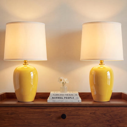 Dawnwake 19.1" Ceramic Table Lamps Set of 2 for Bedroom Living Room,Cream