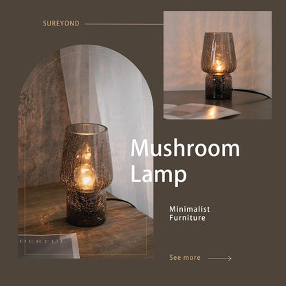 Mushroom Lamp,Small Table Lamp,Mini Cute Lamp Nightstand Lamp Kitchen Glass,Translucent Raindrop,Suitable for Bedrooms, Kitchens, Bedside, Girl Gifts(Raindrop Black)