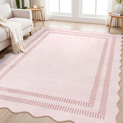 Area Rugs 5x7 Living Room Washable Modern Rug, Neutral Beige Soft Non Slip Rugs Ultra-Thin Indoor Carpet for Bedroom Dining Room Nursery Home Office