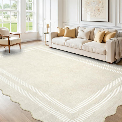 Area Rugs 5x7 Living Room Washable Modern Rug, Neutral Beige Soft Non Slip Rugs Ultra-Thin Indoor Carpet for Bedroom Dining Room Nursery Home Office