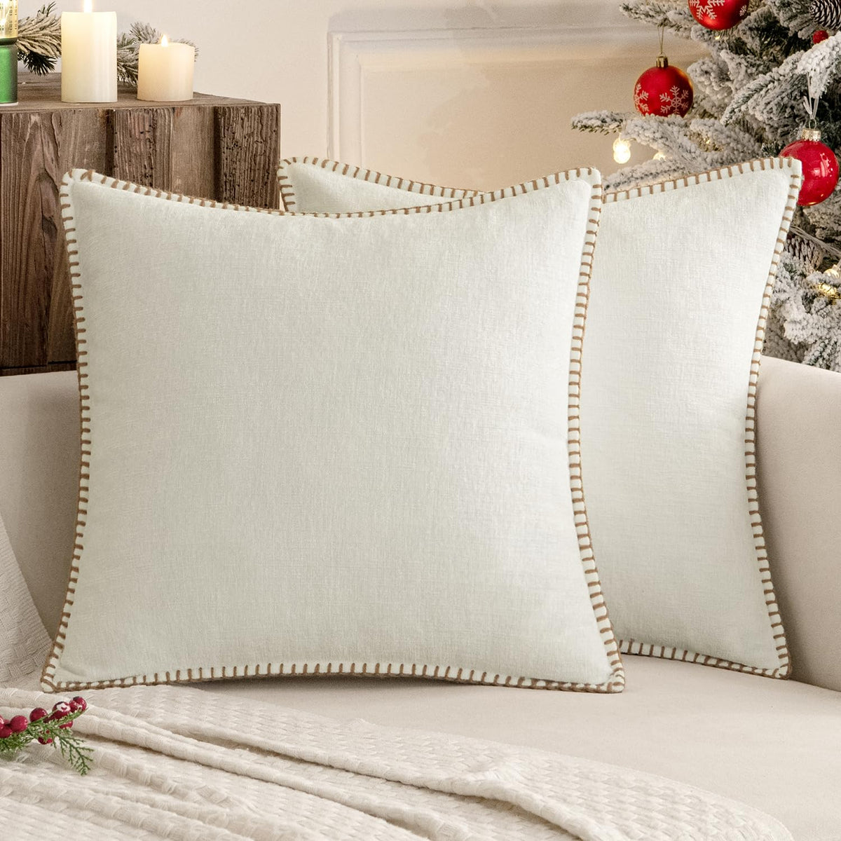 MIULEE Decorative Couch Throw Pillow Covers 18x18 Inch Sage Green 2 Pack
