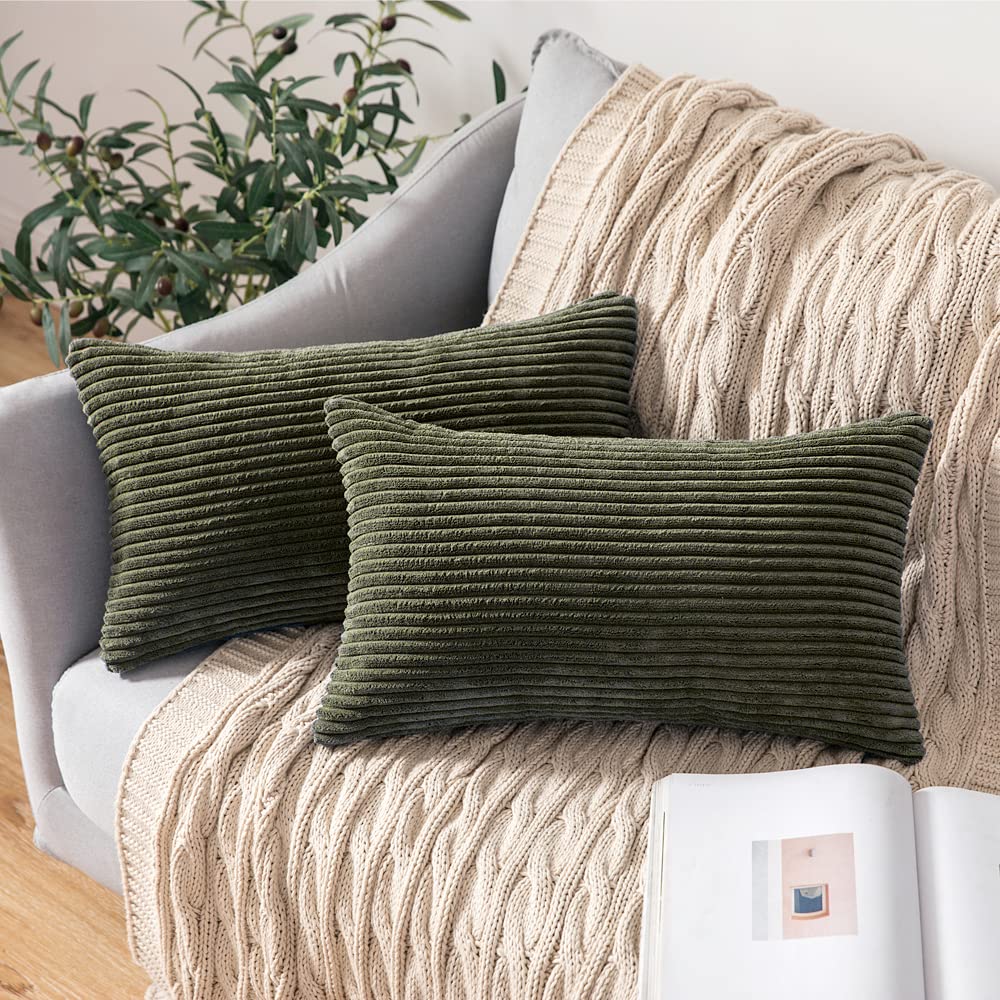 MIULEE Fall Decorative Corduroy Throw Pillow Covers Set of 2 18x18 Orange