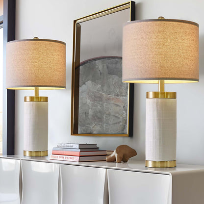 USumkky 25" Modern Ceramic Lamps Single Table Lamp for Living Room Bedroom Farmhouse Nightstand Bedside Lamps