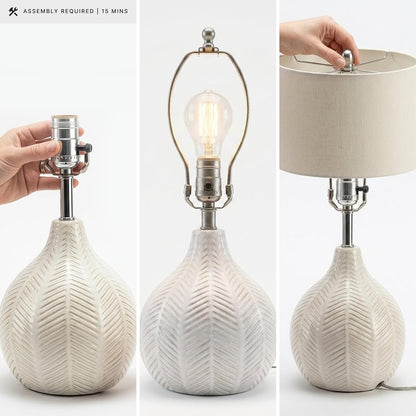 Signature Design by Ashley Rainermen Ceramic Table Lamp, 21", Off White