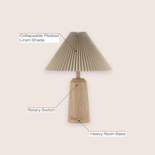 JONATHAN Y Arvid Table Lamp 20.5" Resin Metal Bedside, Beige Wood Finish
